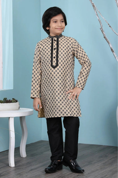Beige Handloom Silk Kurta Pajama NCBW10710689