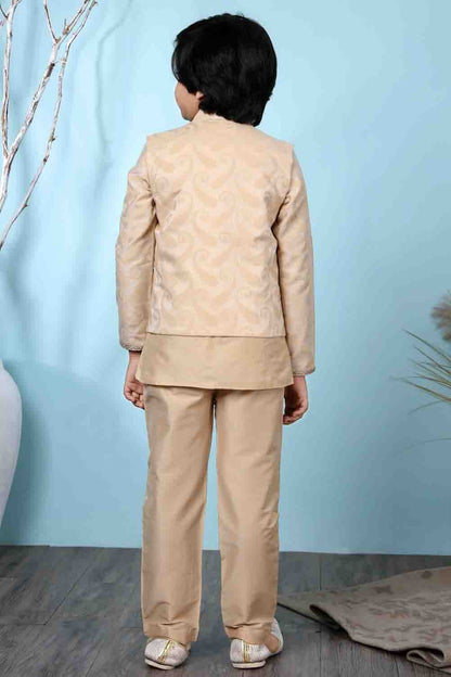 Beige Handloom Silk Kurta PajamaWith Jacket  NCBW10710706