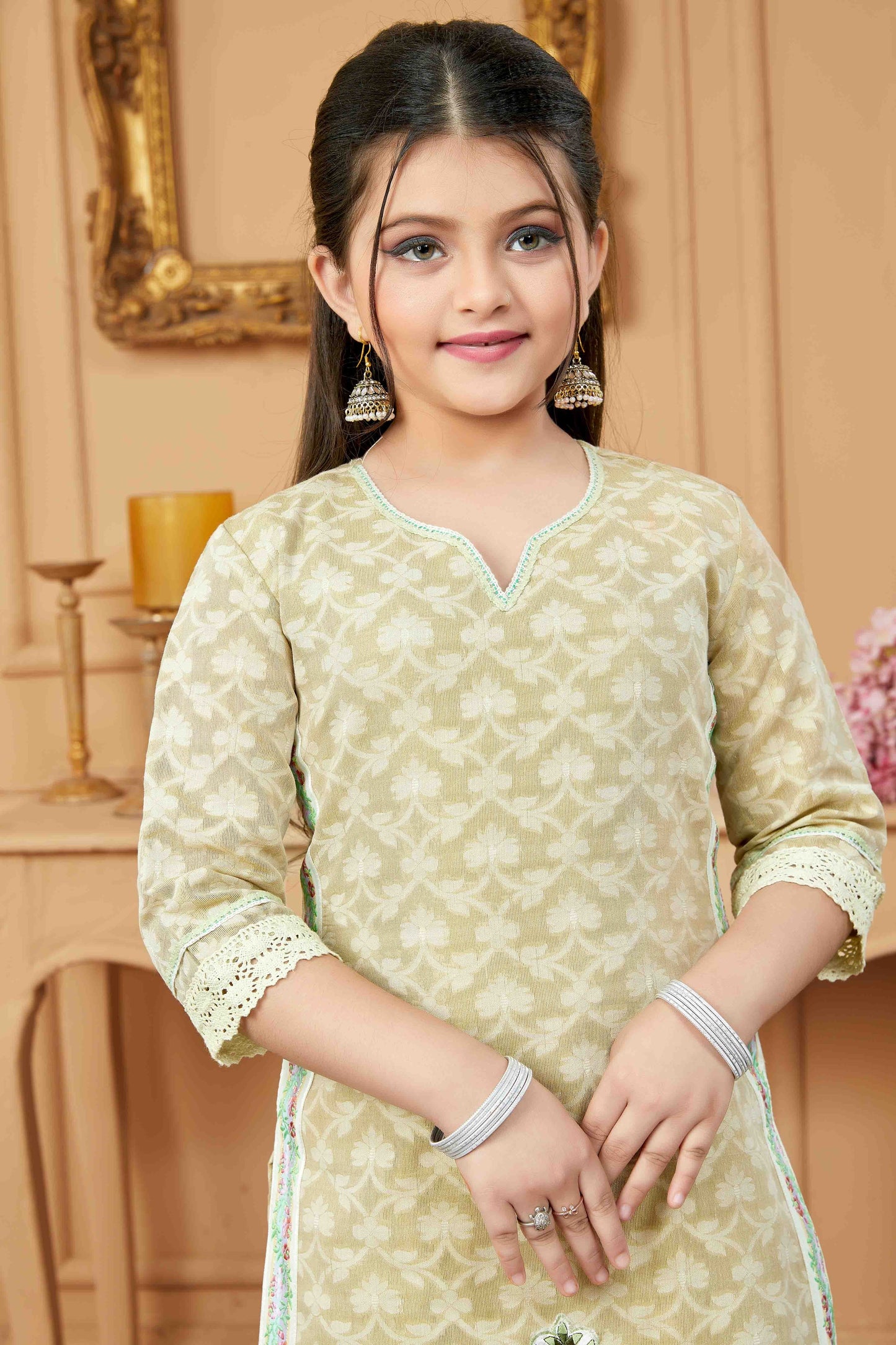 Beige Handloom Silk Pant Style Suit NCGW10710858