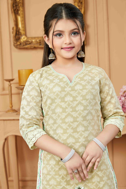Beige Handloom Silk Pant Style Suit NCGW10710858