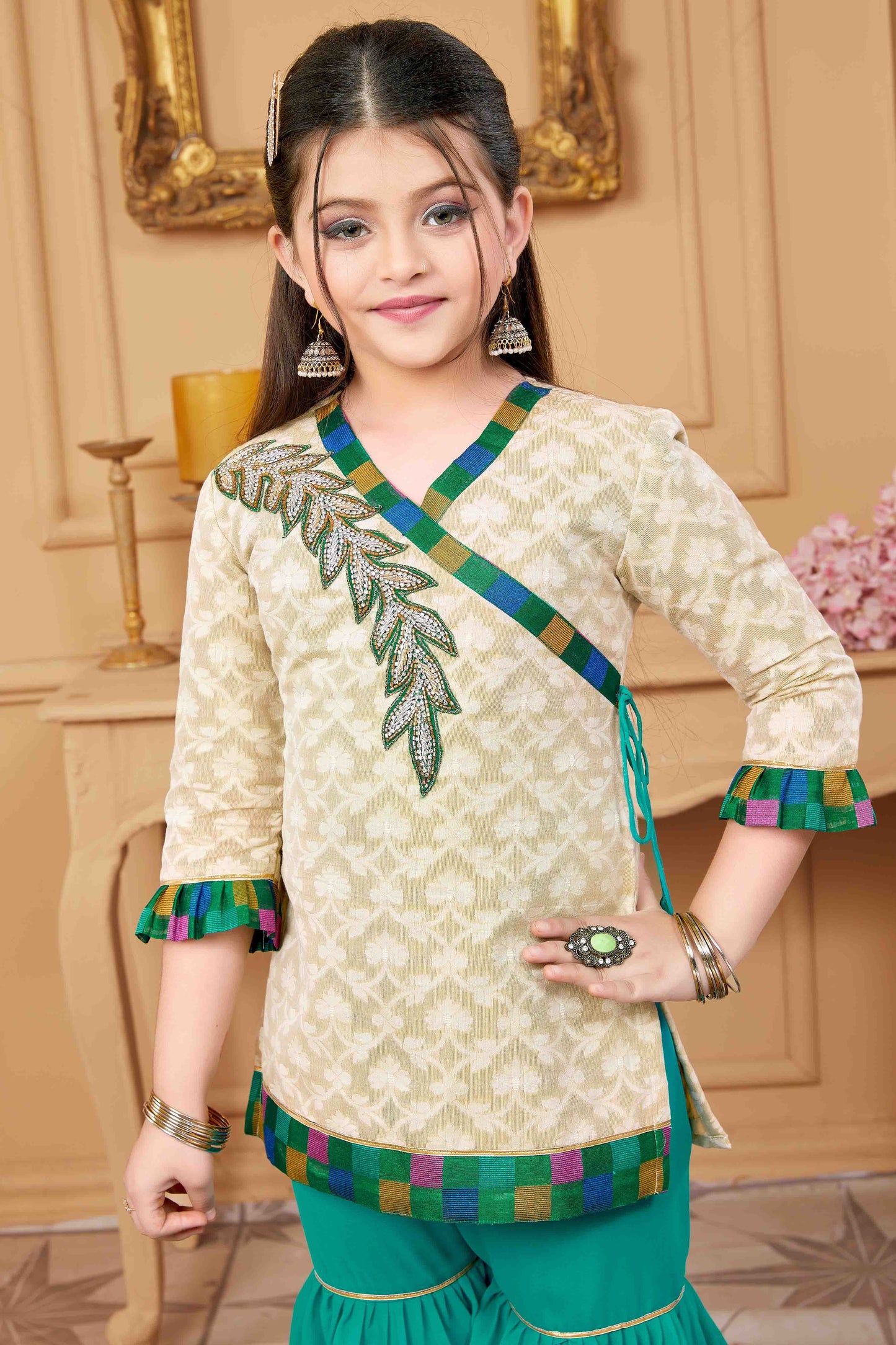 Beige Handloom Silk Sharara Suit NCGW10710847
