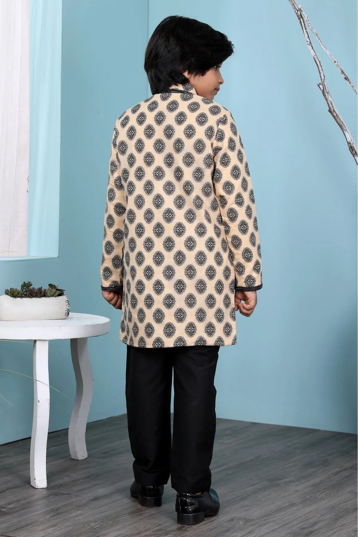 Beige Handloom Silk Sherwani NCBW10710686