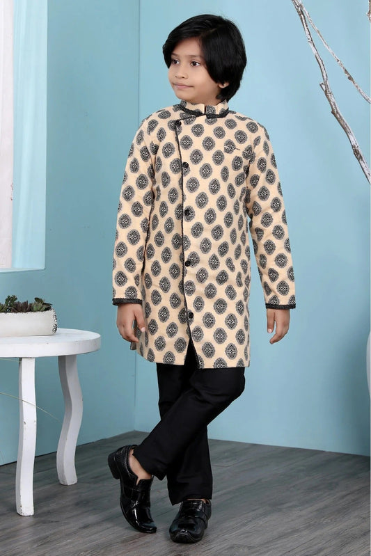 Beige Handloom Silk Sherwani NCBW10710686