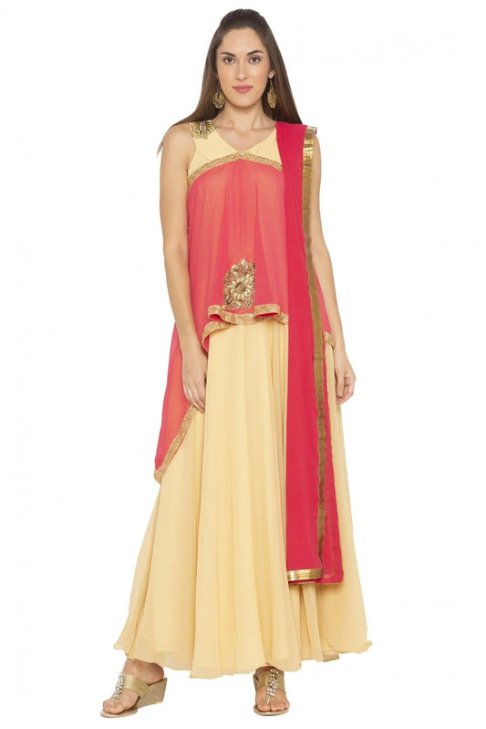 Beige Plus Size Georgette Embroidery Anarkali Suit NCSS10710551