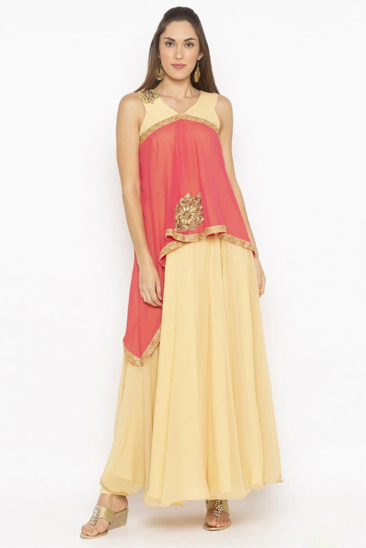 Beige Plus Size Georgette Embroidery Kurta Set NCKR10710311