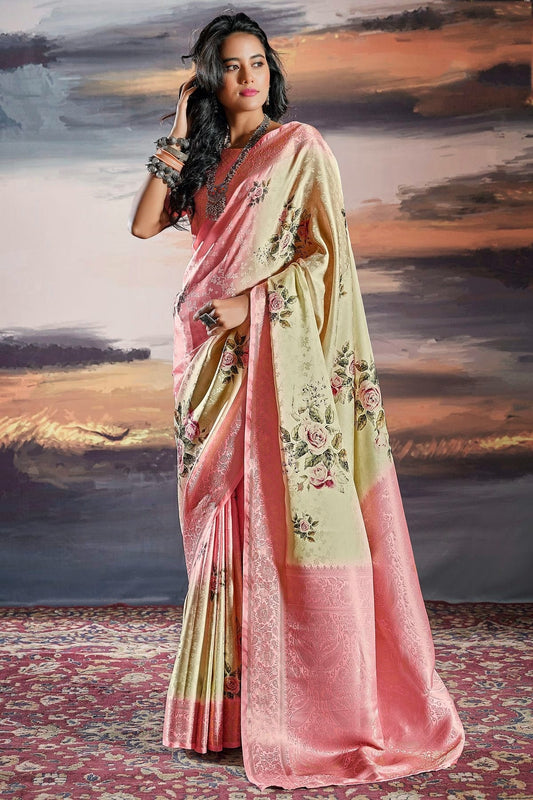 Beige Satin Traditional Saree NCSD12910100