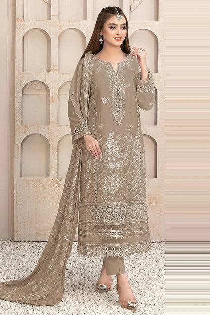 Beige Semi Stitched Faux Georgette Pakistani Suit NCSM11410511