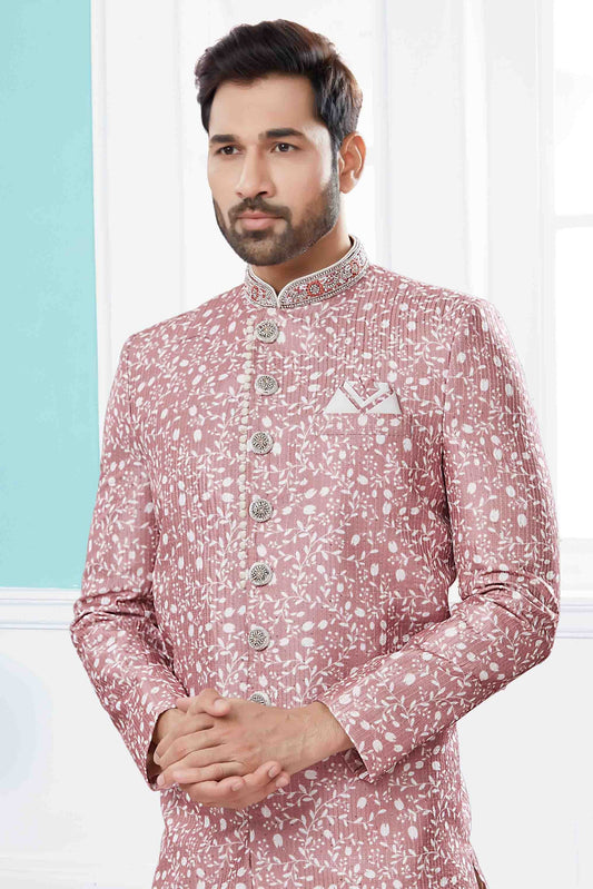 Beige SherwaniIn Silk  NCSH10410520