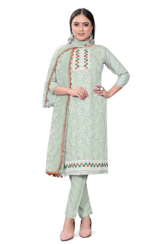 Beige Unstitched Modal Chanderi Straight Suit NCUS11610469