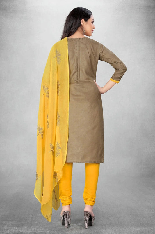 Beige Unstitched Slub Cotton Churidar Suit NCUS11610440