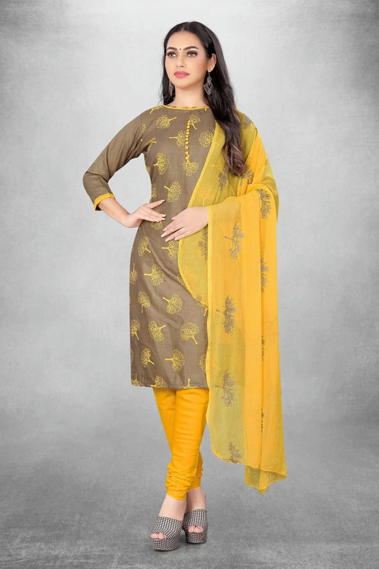Beige Unstitched Slub Cotton Churidar Suit NCUS11610440