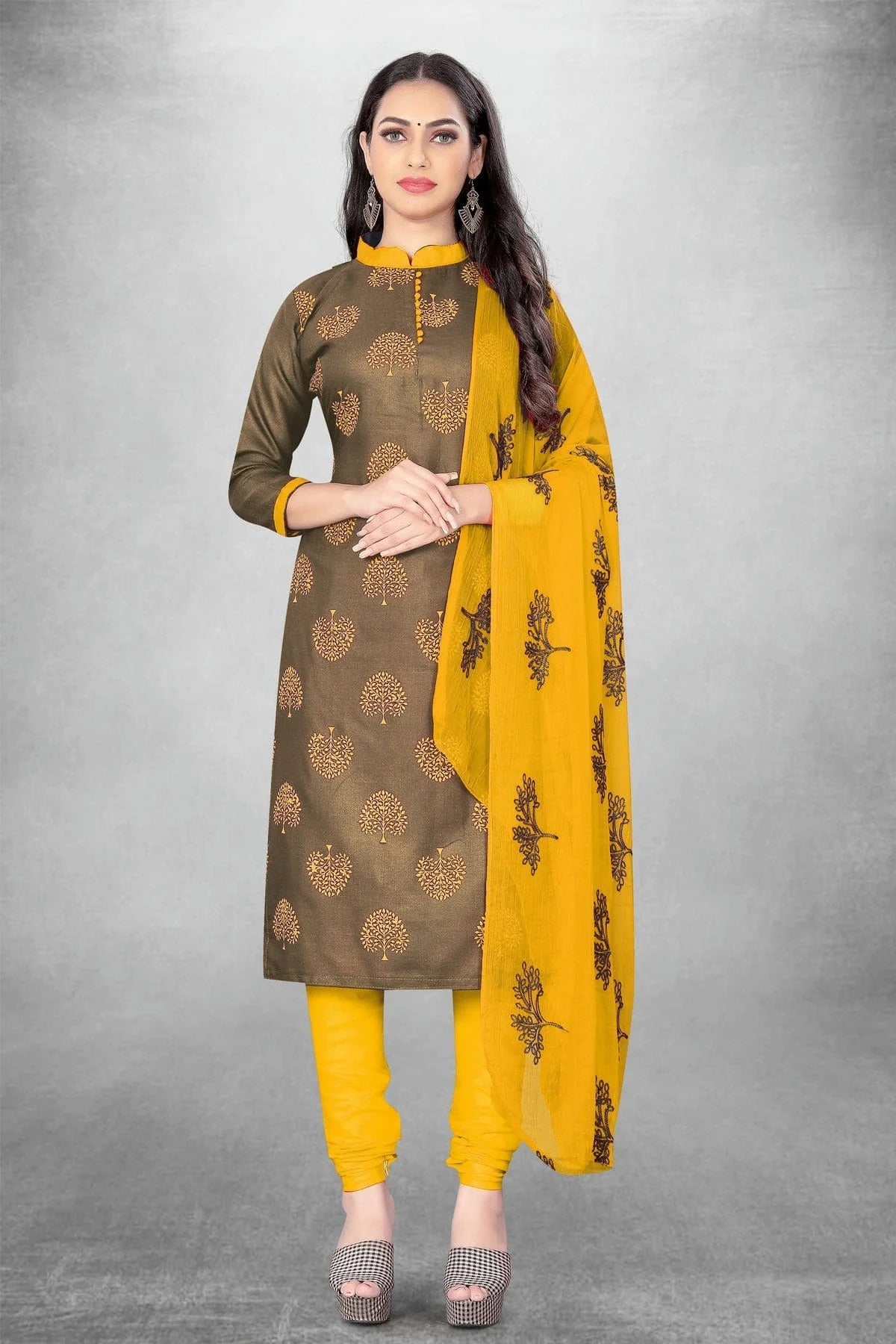 Beige Unstitched Slub Cotton Churidar Suit NCUS11610444