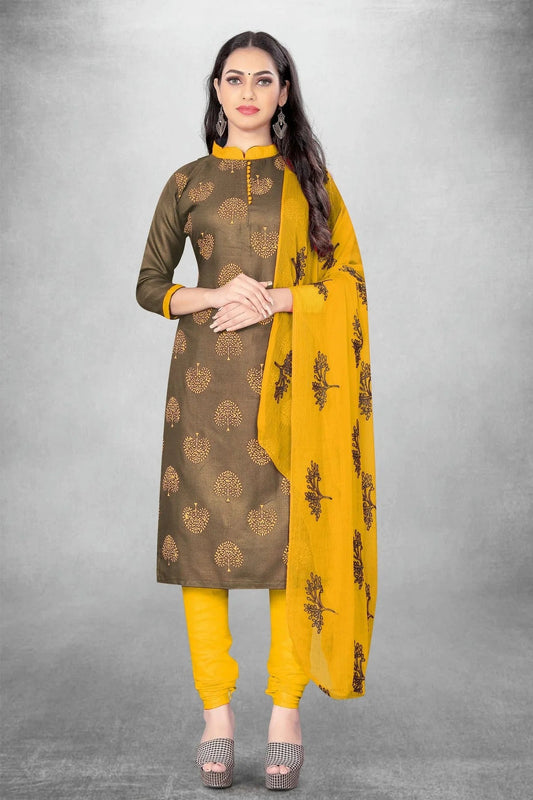Beige Unstitched Slub Cotton Churidar Suit NCUS11610444