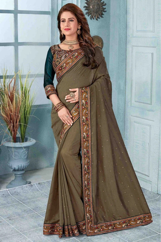 Beige Vichitra Silk Designer Saree NCSD11210650