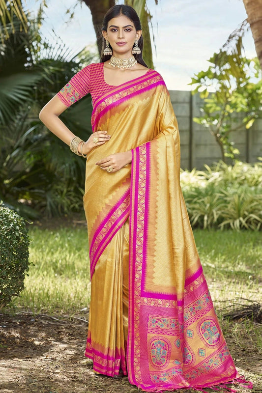 Beige Woven Silk Traditional Saree NCSD11010209