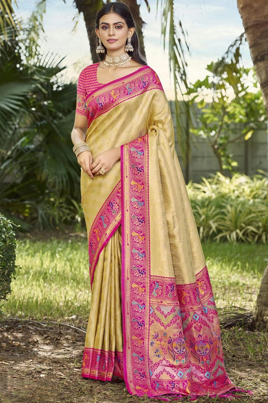 Beige Woven Silk Traditional Saree NCSD11010213