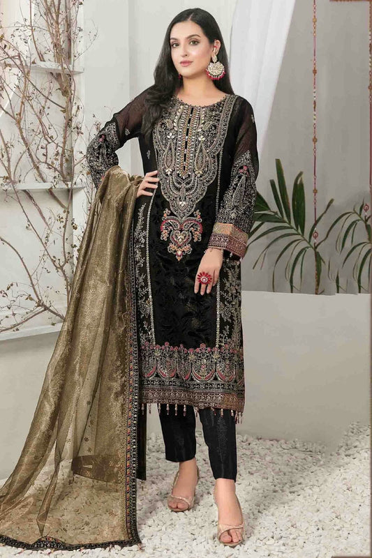 Black 9000 Velvet Pakistani Suit NCSM11410142