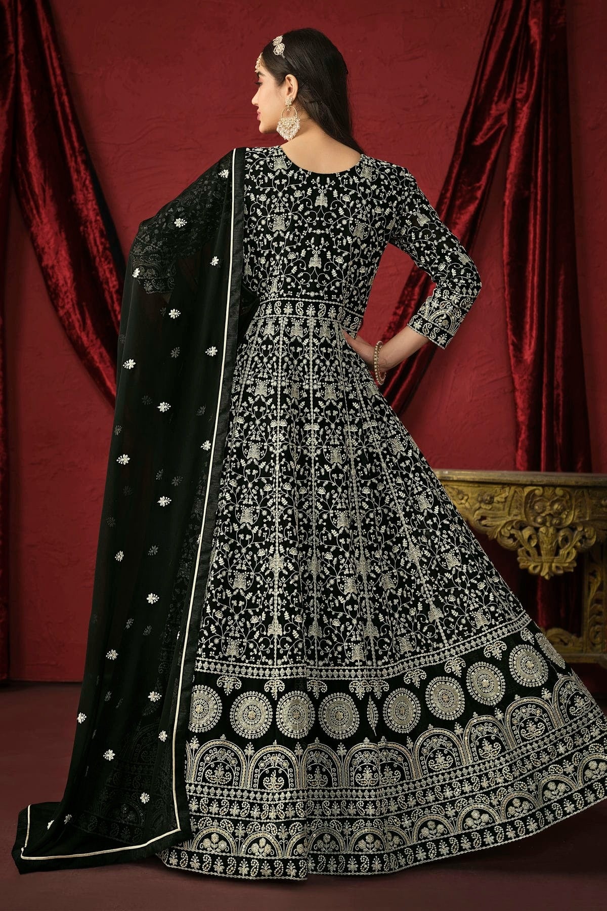 Black Anarkali SuitFaux Georgette Semi Stitched  NCSM10510239