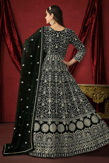Black Anarkali SuitFaux Georgette Semi Stitched  NCSM10510239