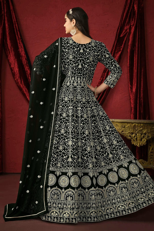 Black Anarkali SuitFaux Georgette Semi Stitched  NCSM10510239