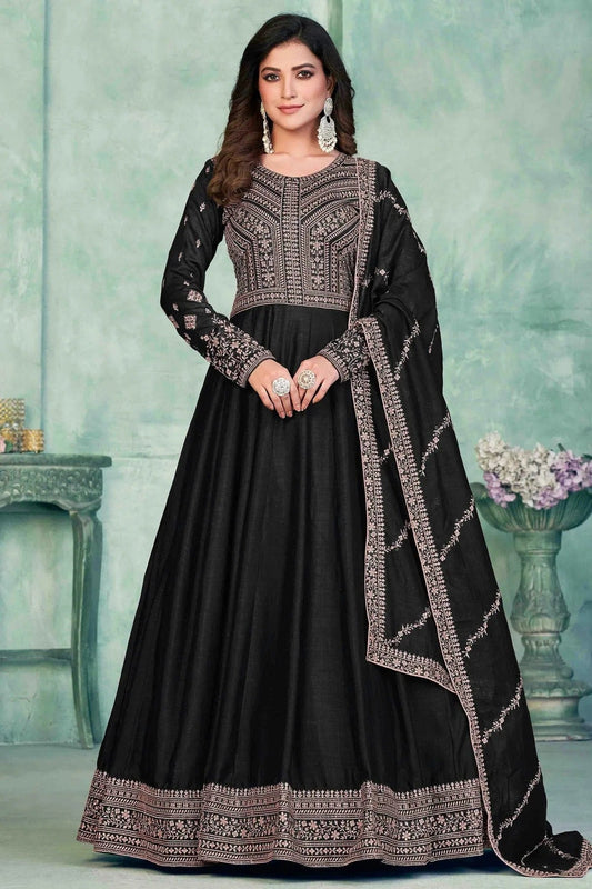 Black Art Silk Anarkali Suit NCSM10510126