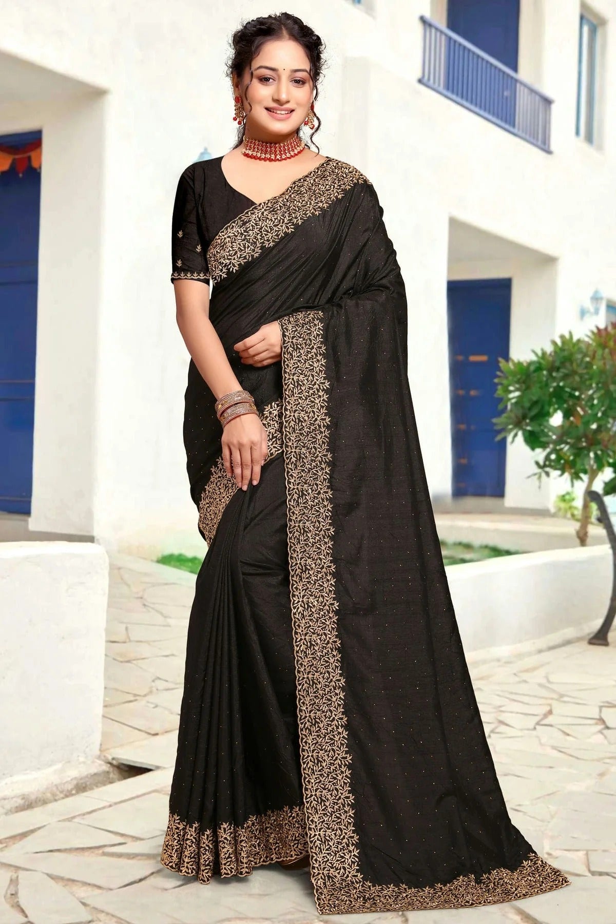 Black Art Silk Designer Saree NCSD11210266