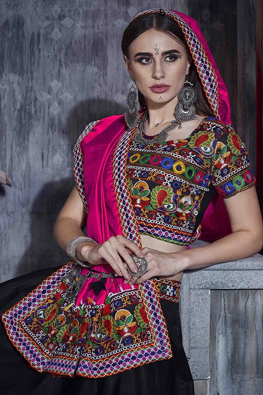 Black Art Silk Navratri Lehenga Choli NCLC12410103
