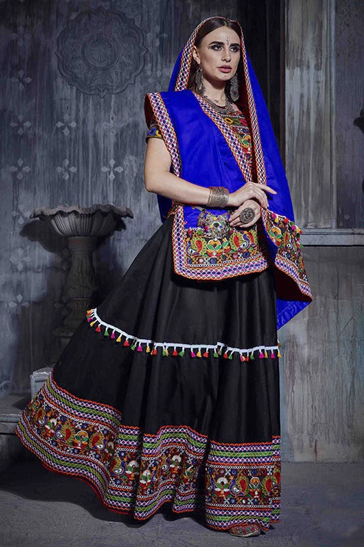 Black Art Silk Navratri Lehenga Choli NCLC12410104