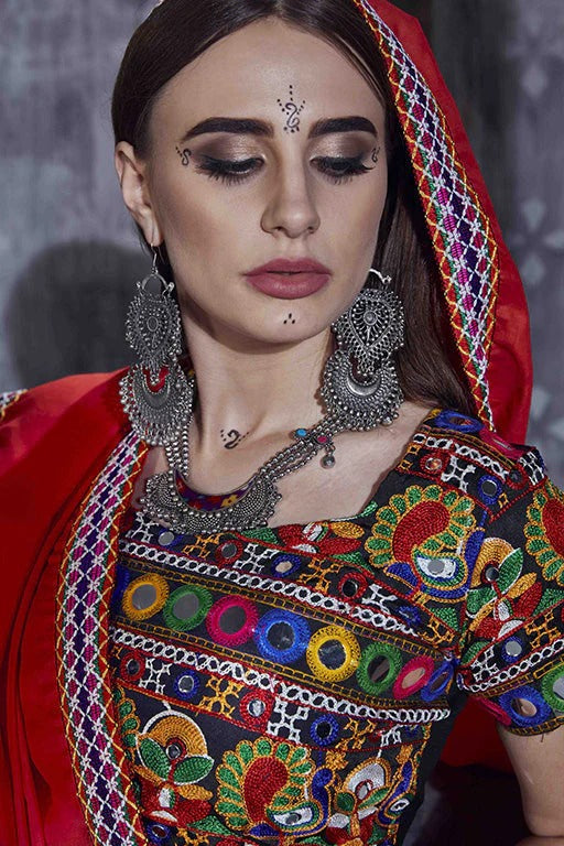 Black Art Silk Navratri Lehenga Choli NCLC12410105