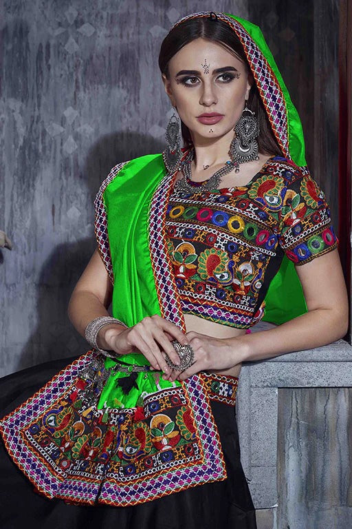 Black Art Silk Navratri Lehenga Choli NCLC12410106
