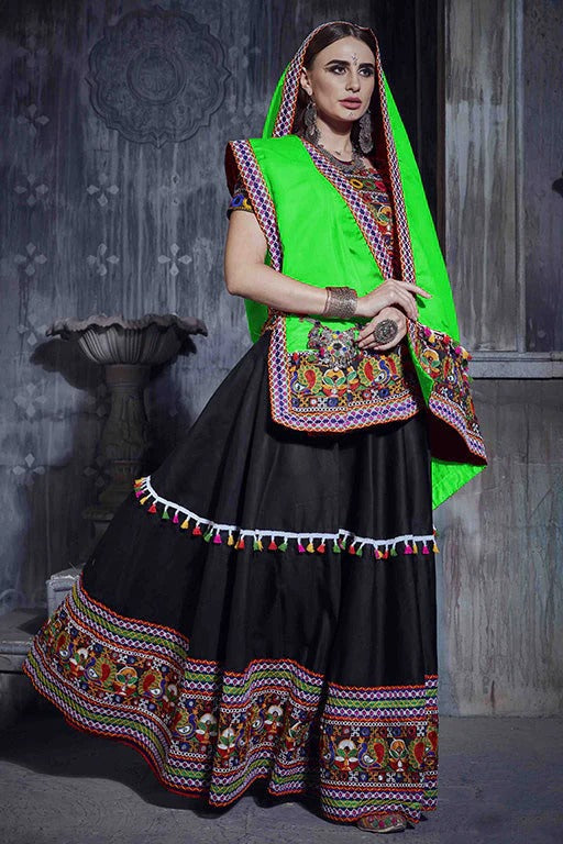 Black Art Silk Navratri Lehenga Choli NCLC12410106