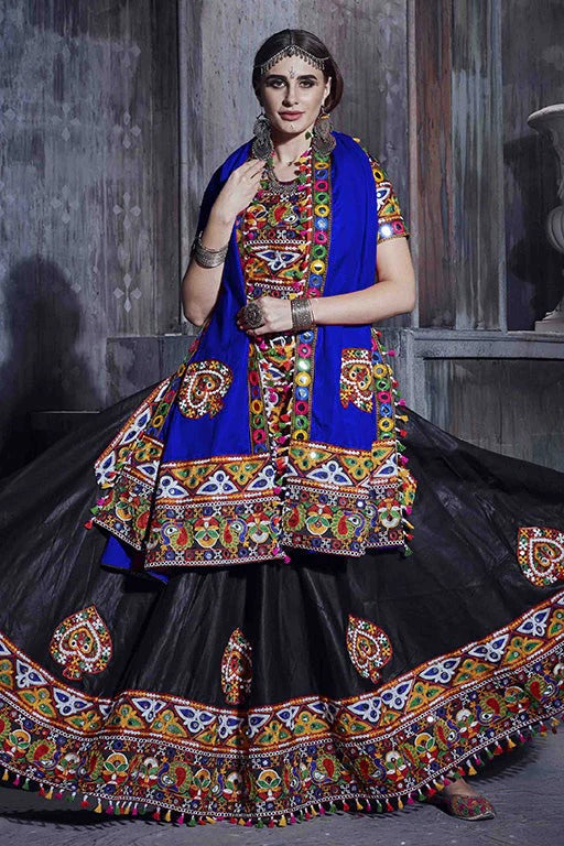 Black Art Silk Navratri Lehenga Choli NCLC12410112