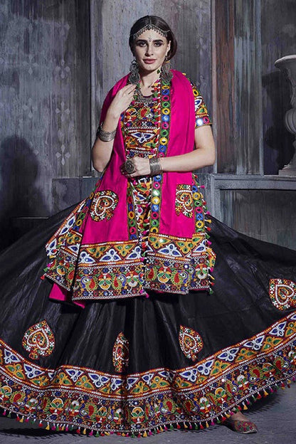 Black Art Silk Navratri Lehenga Choli NCLC12410113