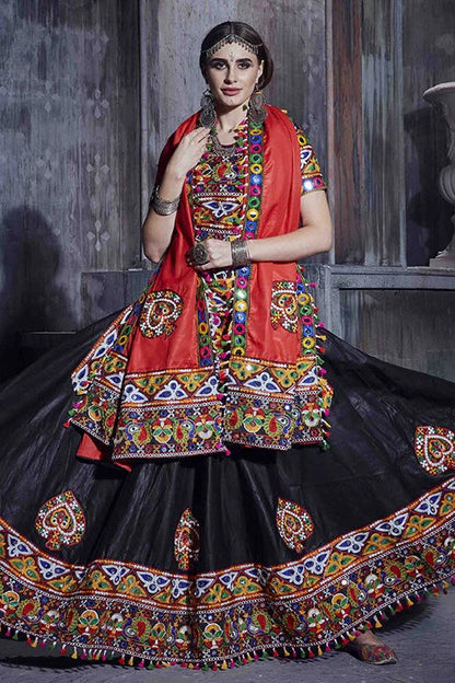 Black Art Silk Navratri Lehenga Choli NCLC12410114