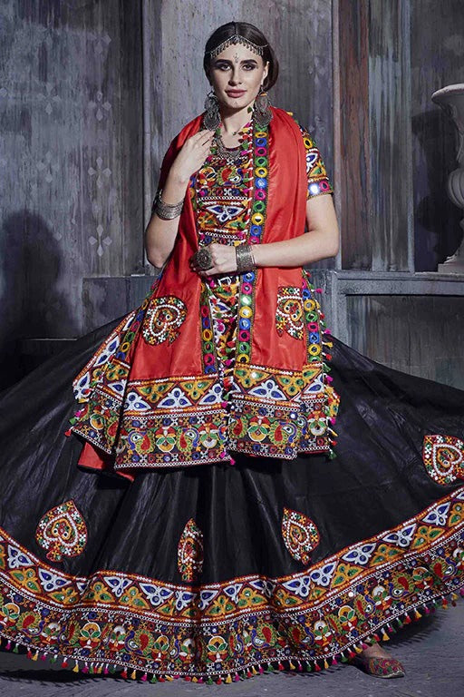 Black Art Silk Navratri Lehenga Choli NCLC12410114