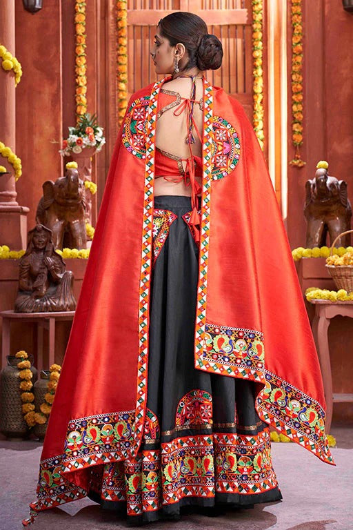 Black Art Silk Navratri Lehenga Choli NCLC12410125