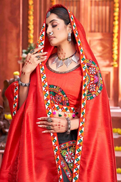 Black Art Silk Navratri Lehenga Choli NCLC12410125