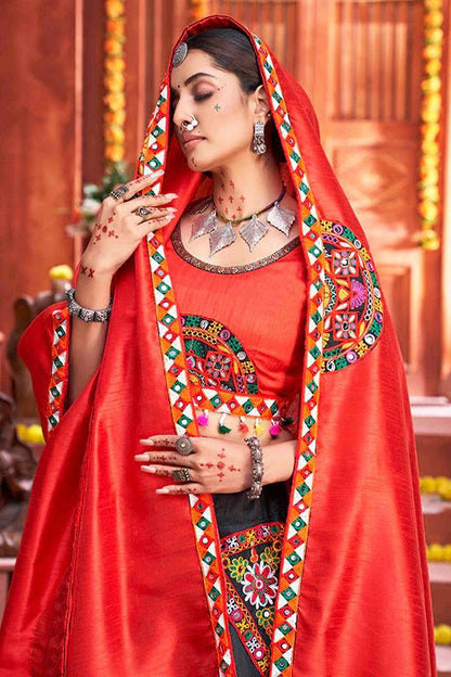 Black Art Silk Navratri Lehenga Choli NCLC12410125