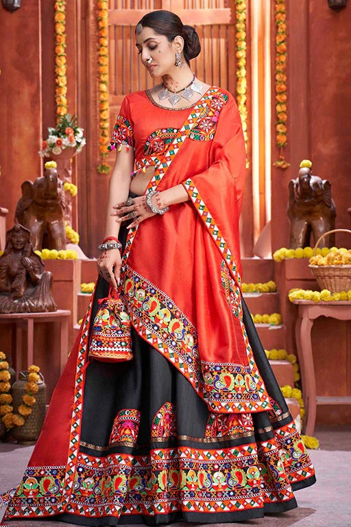 Black Art Silk Navratri Lehenga Choli NCLC12410125