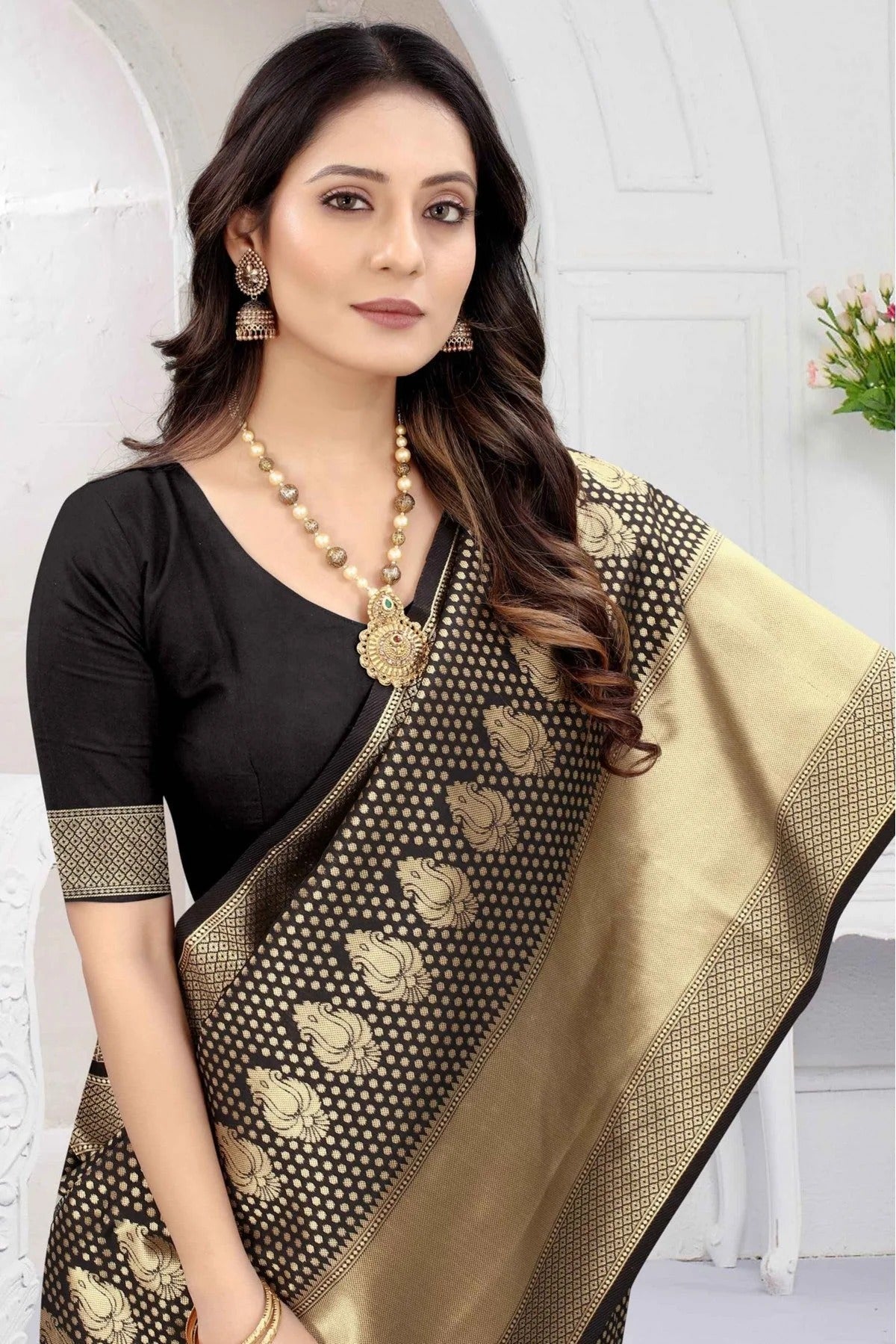 Black Banarasi Art Silk Woven Saree NCSD11210837