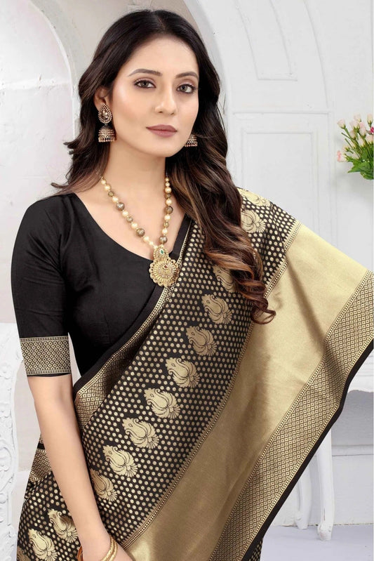 Black Banarasi Art Silk Woven Saree NCSD11210837