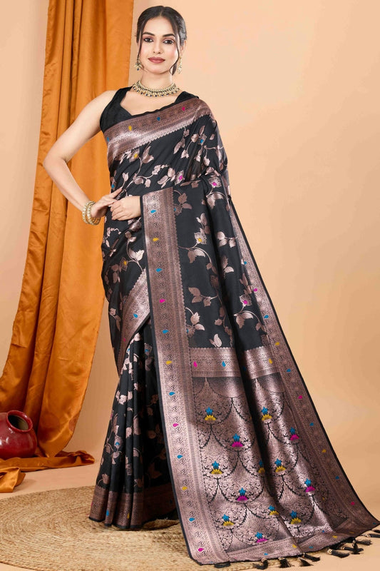Black Banarasi Silk Woven Traditional Saree NCSD11110466
