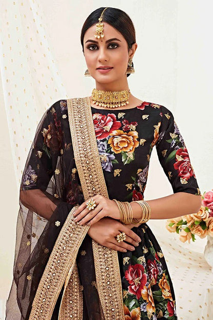 Black Banglori Satin Designer Lehenga Choli NCLC12410132