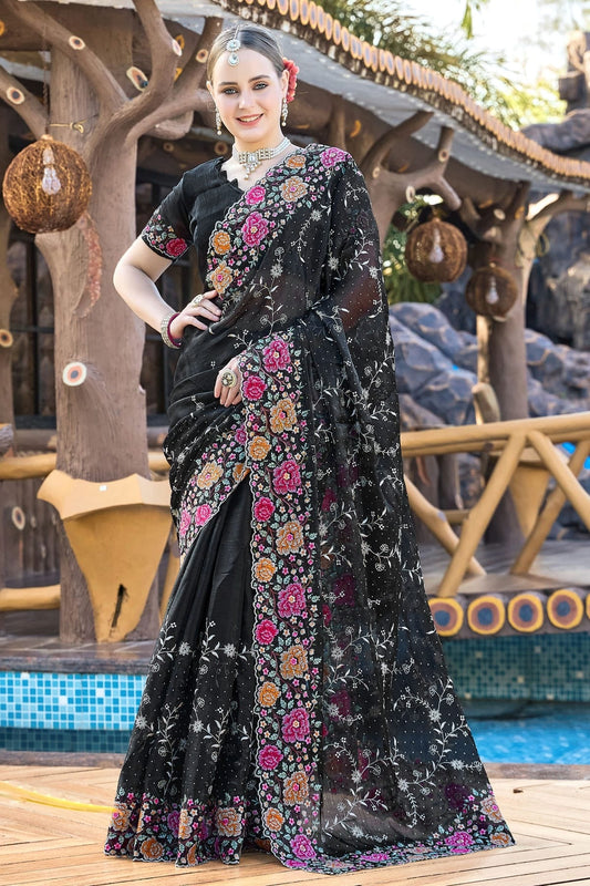 Black Burberry Silk Designer Saree NCSD11210252