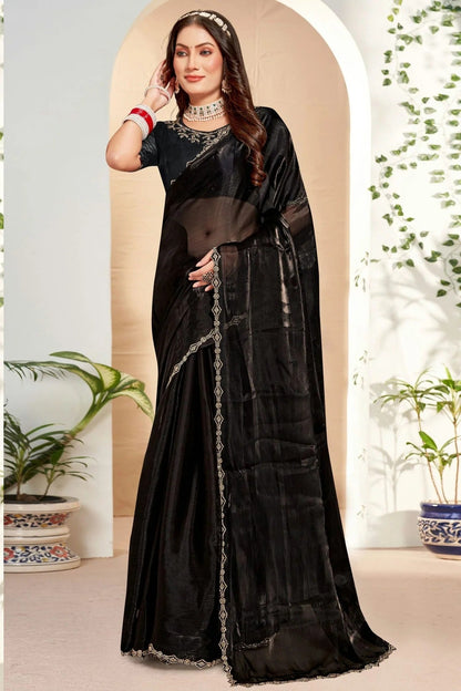 Black Burberry Silk Designer Saree NCSD11210281