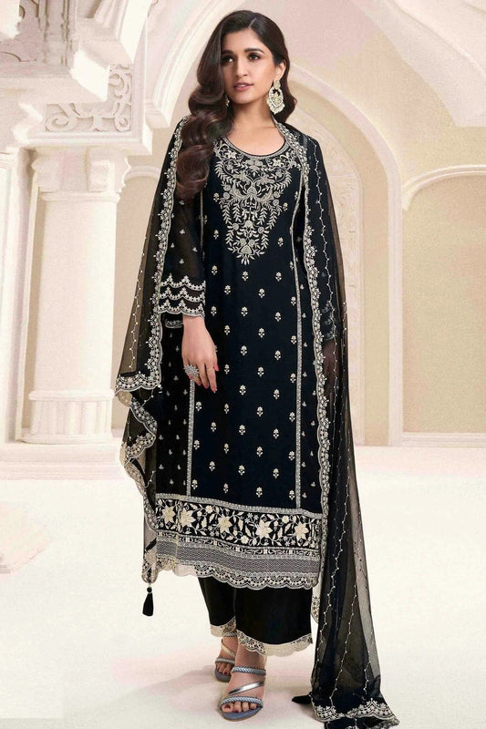 Black Chiffon Palazzo Pant Suit NCSM11110766