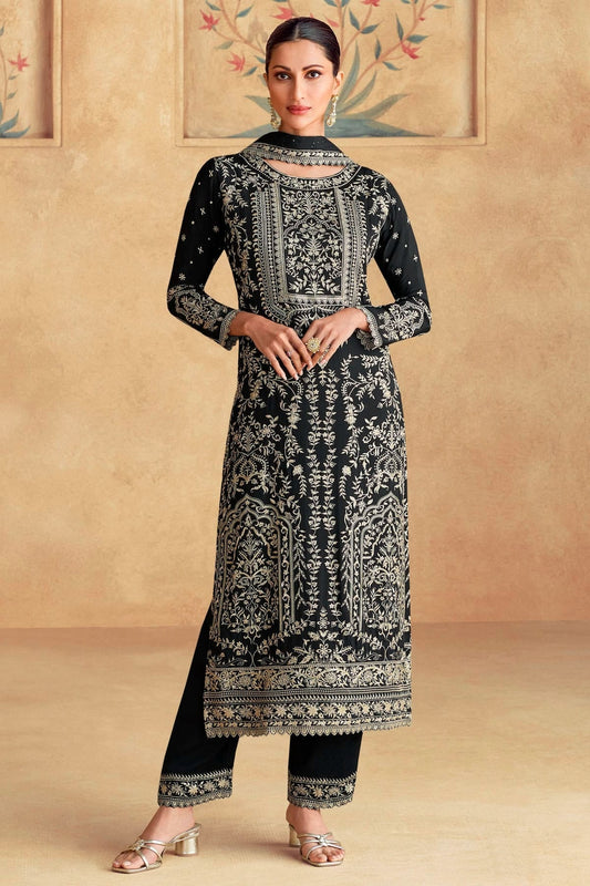 Black Chinon Pakistani Suit NCSM11410371