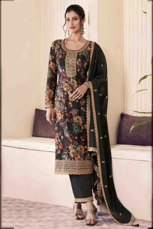 Black Chinon Pant Style Suit NCSM11410246