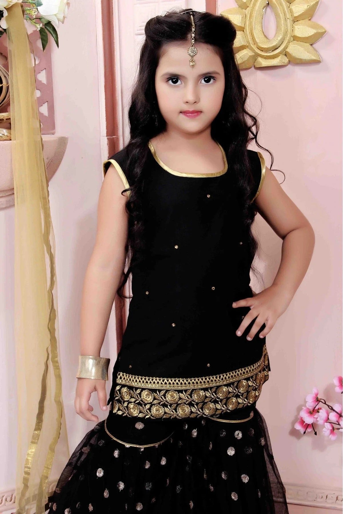 Black Cotton Silk Party Wear Sharara Suit NCGW10710778