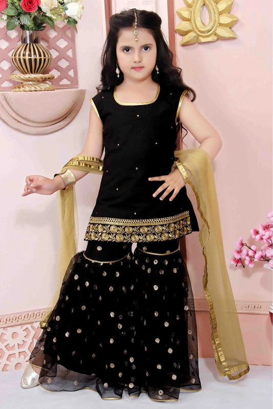 Black Cotton Silk Party Wear Sharara Suit NCGW10710778